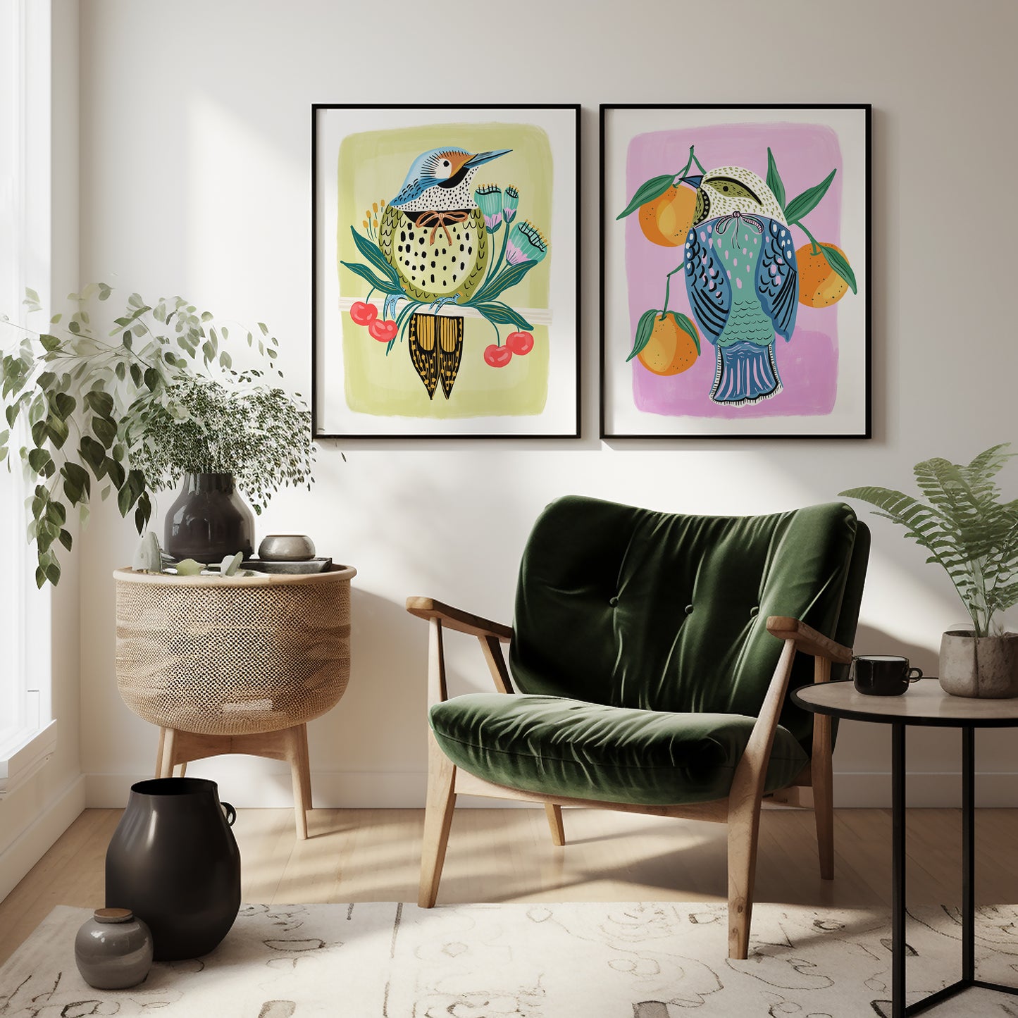 Bird with Clementines - Art Print