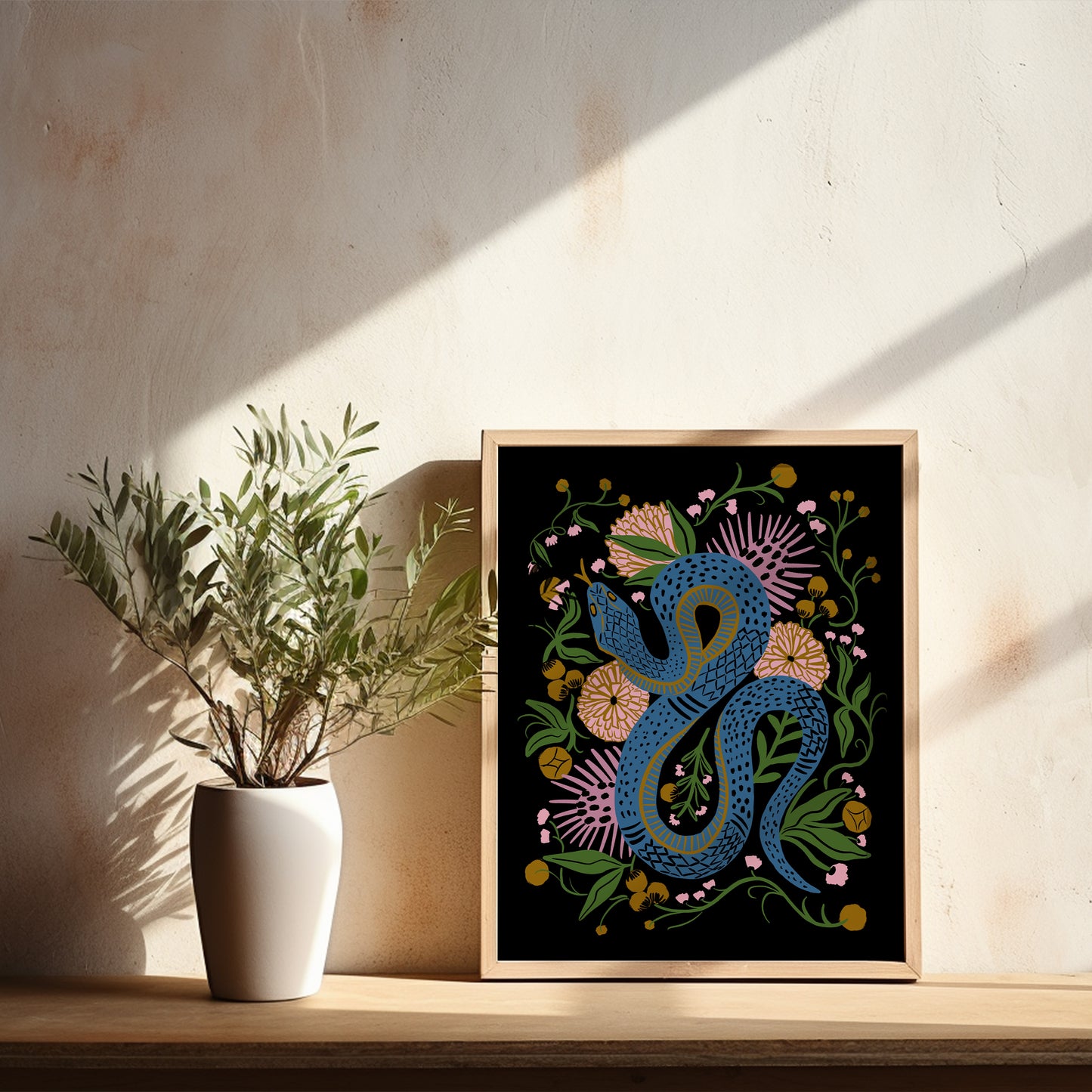 Charmed Snake Black - Art Print