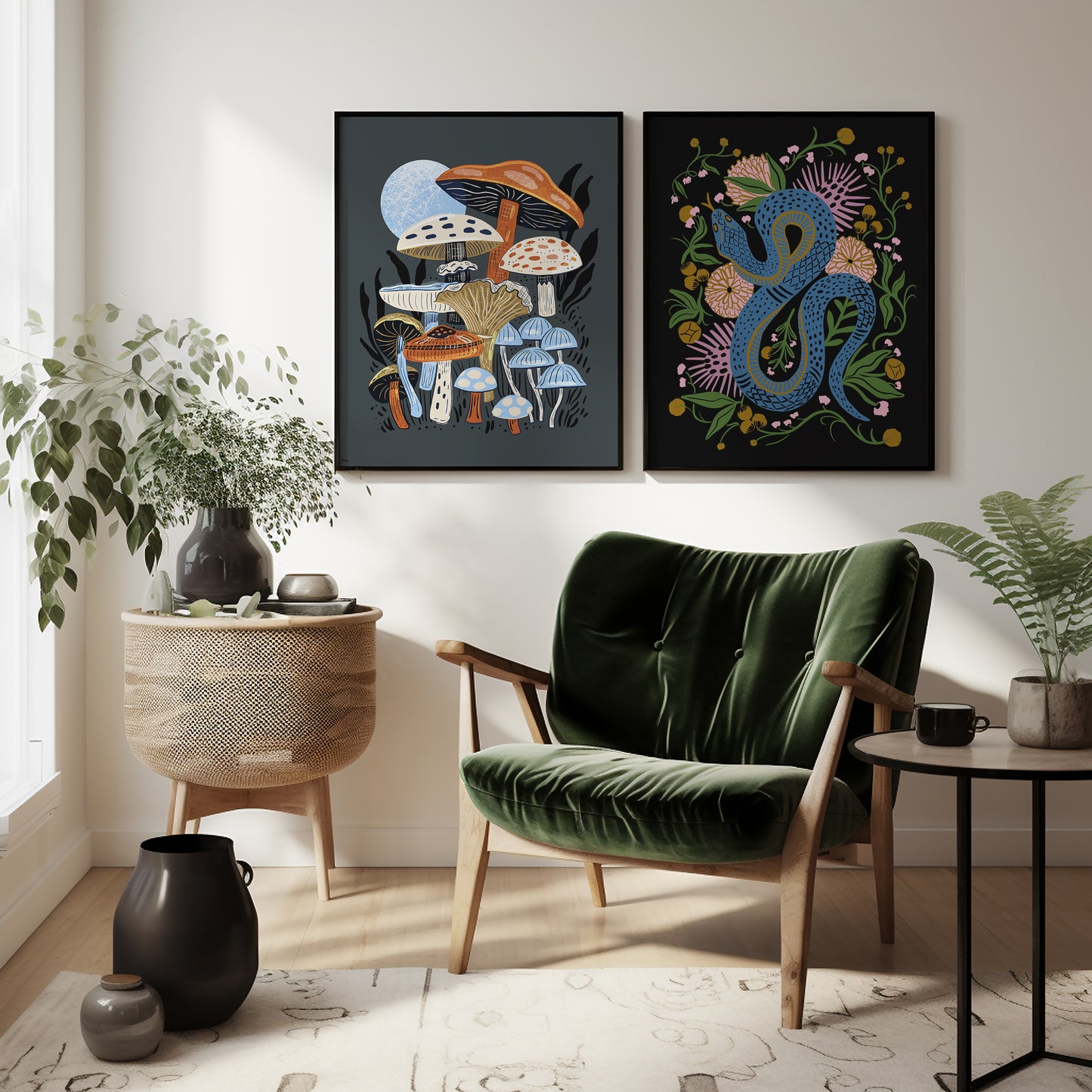 Charmed Snake Black - Art Print