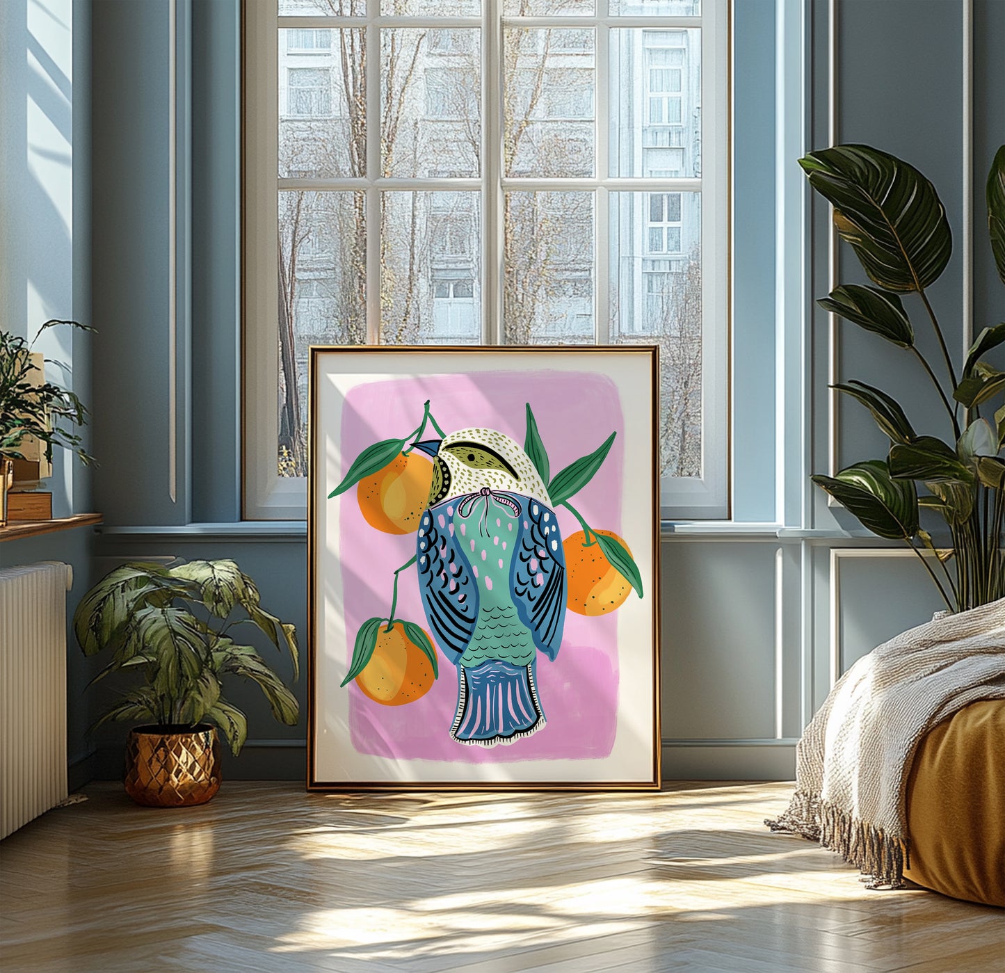 Bird with Clementines - Art Print