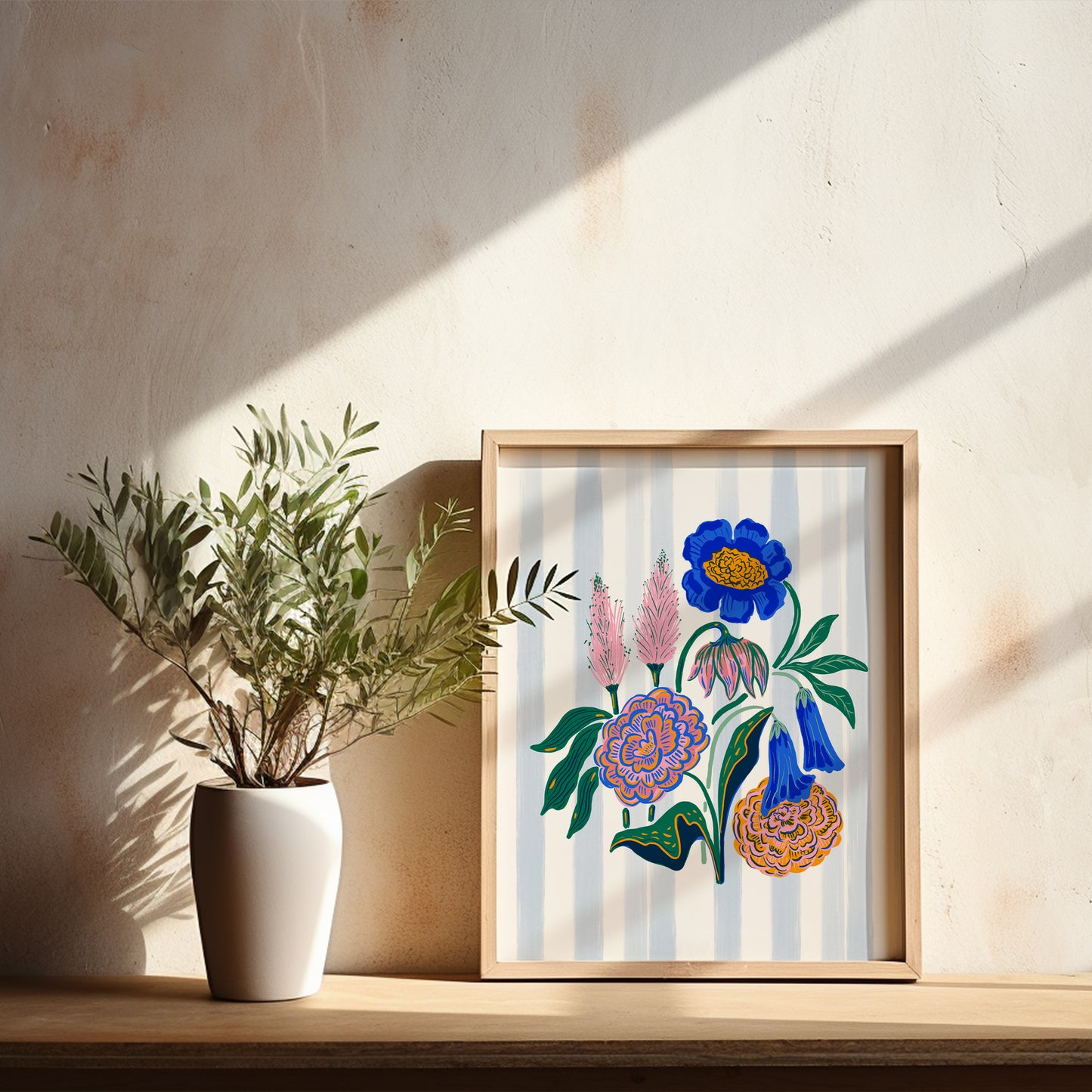 Floral with Stripes - Art Print