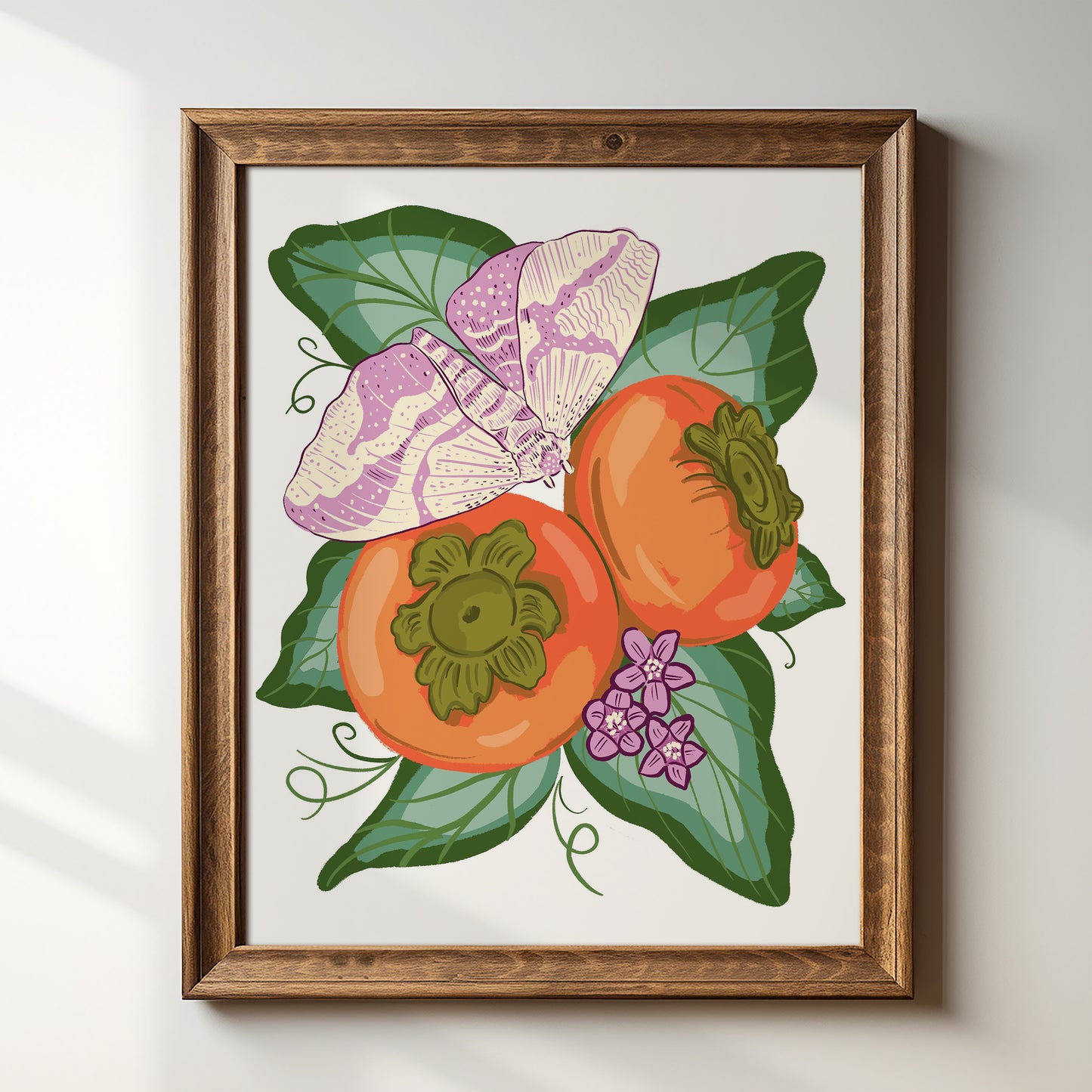 Imperial Moth with Persimmons - Art Print