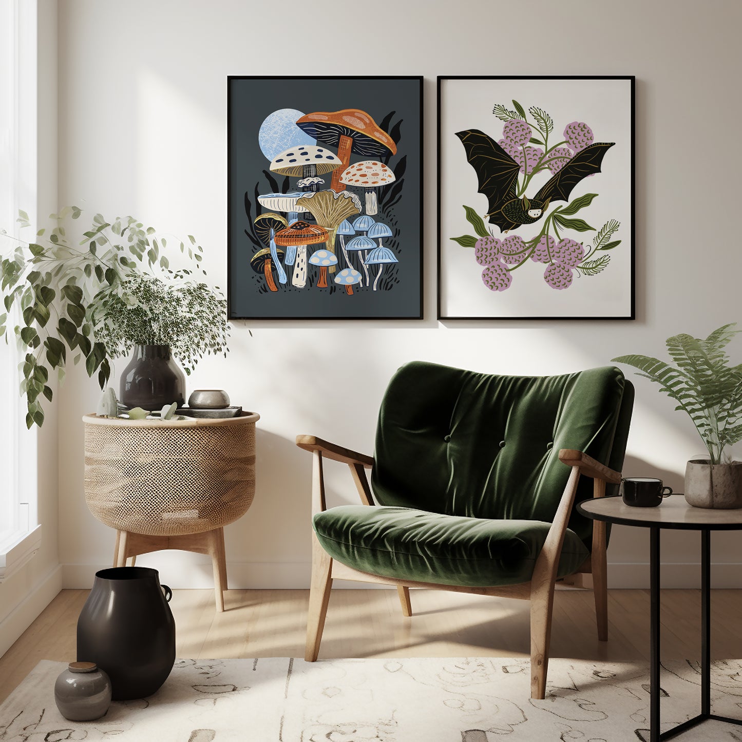 Moonlight & Mushrooms - Art Print