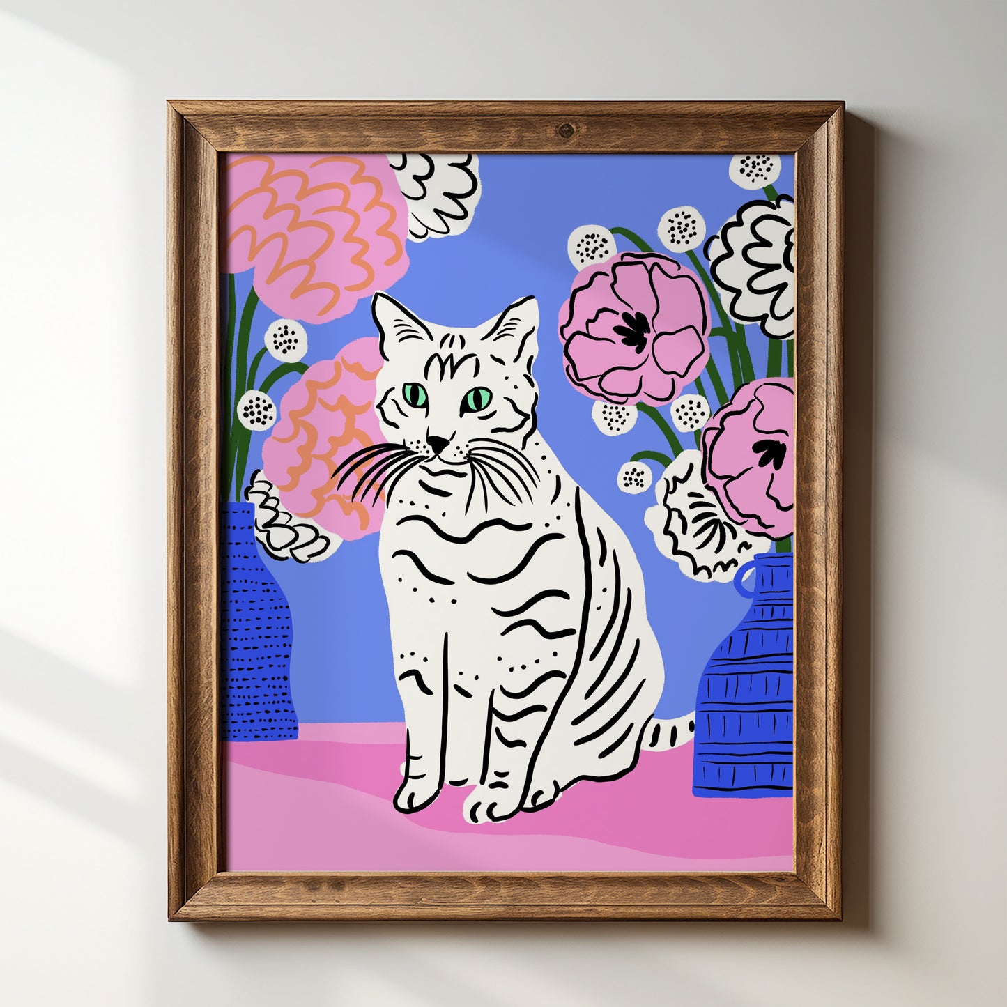 Cat Amongst Flowers - Art Print