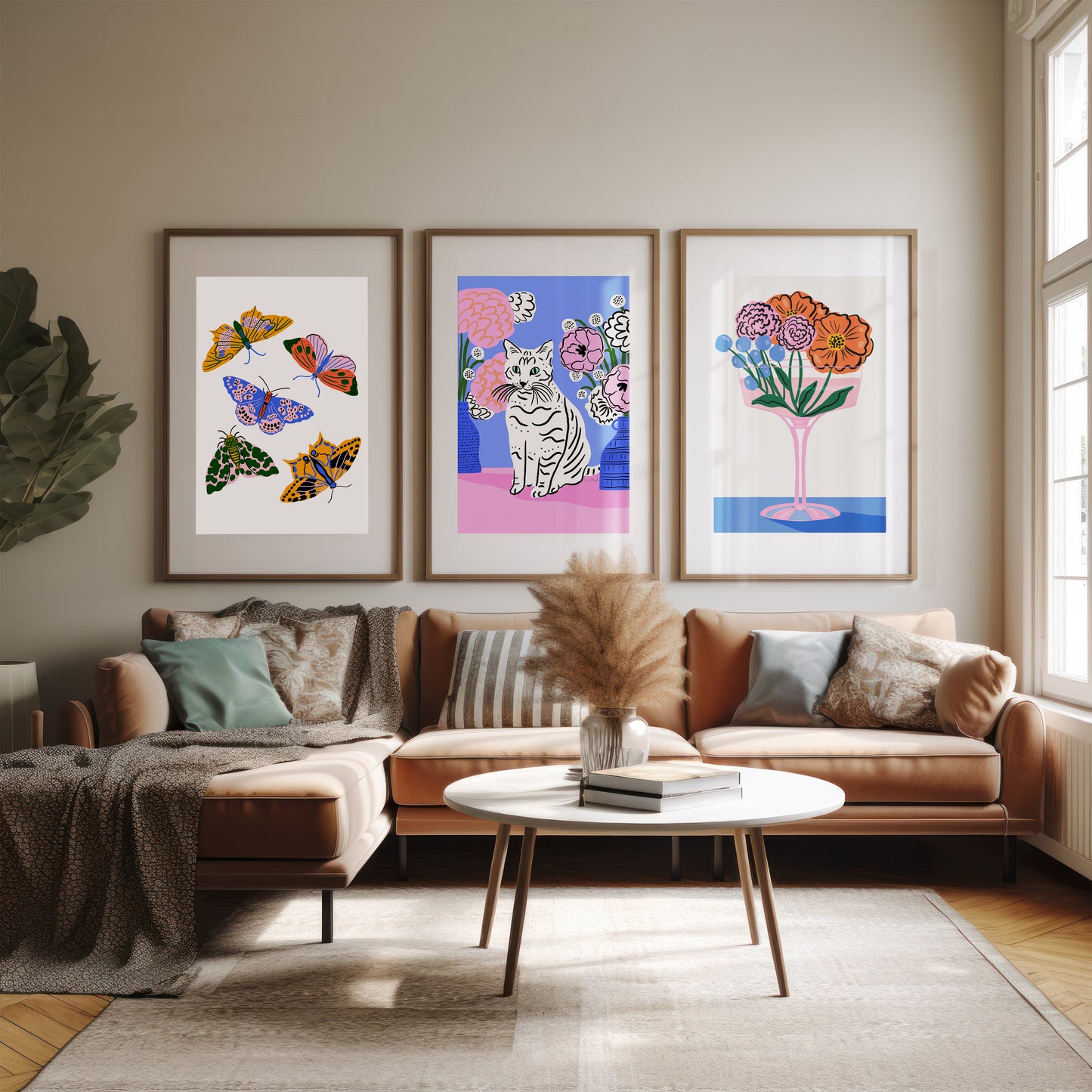 Cat Amongst Flowers - Art Print