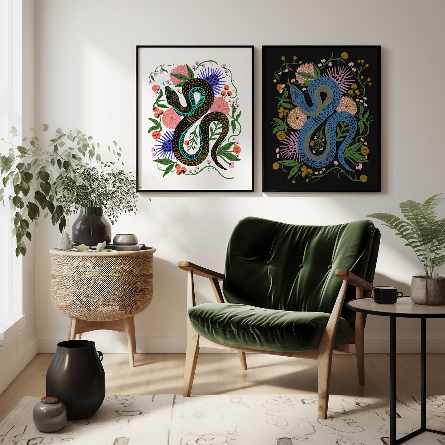 Charmed Snake White - Art Print