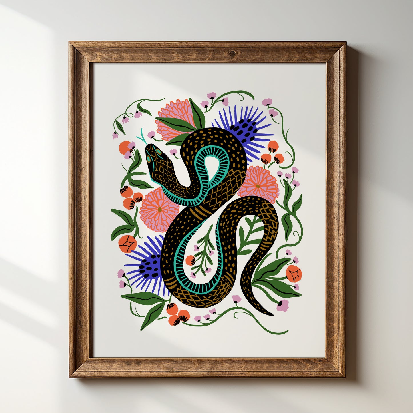 Charmed Snake White - Art Print