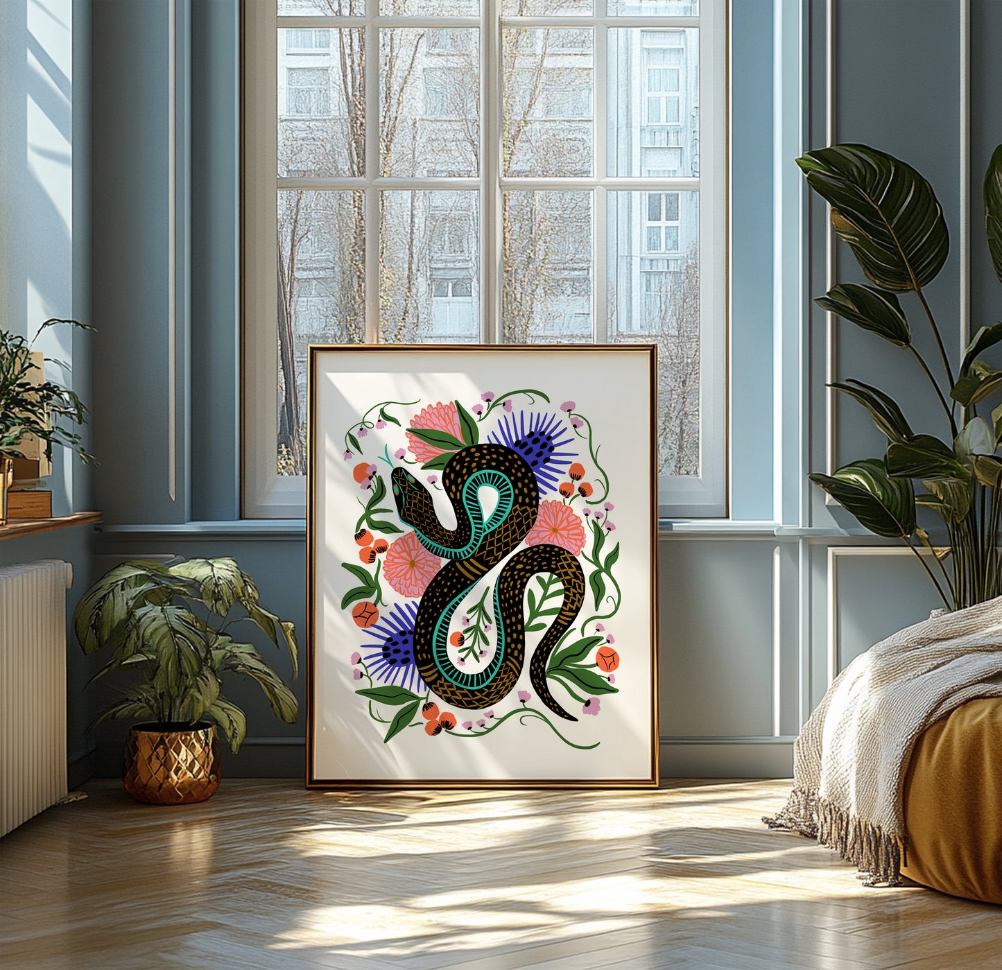 Charmed Snake White - Art Print