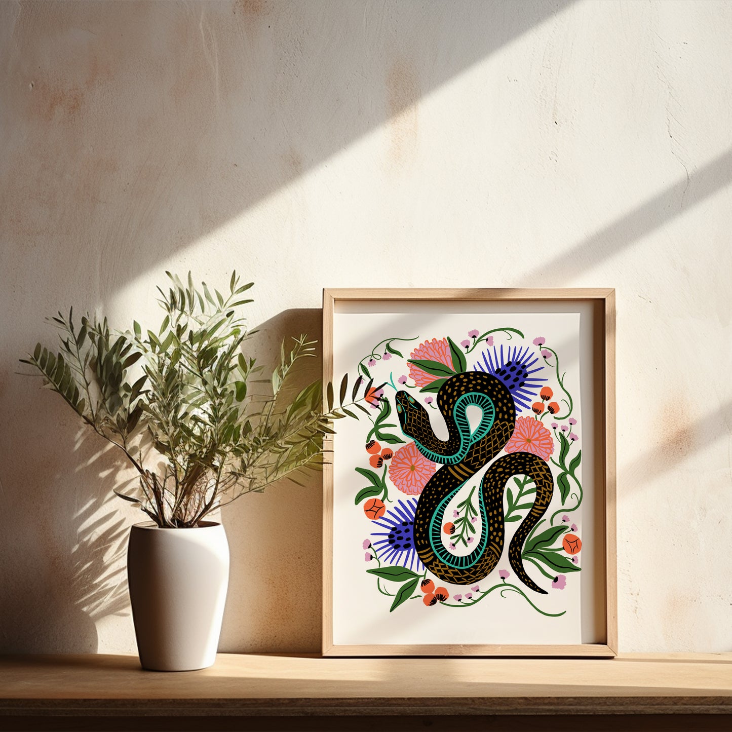Charmed Snake White - Art Print