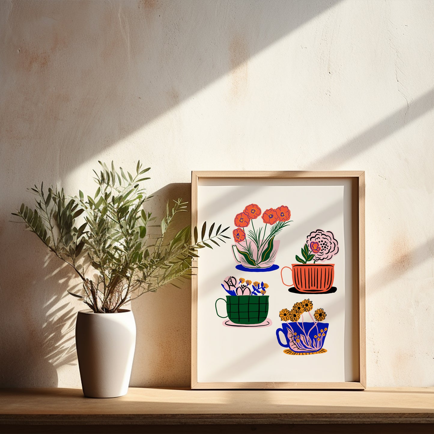 Floral Teacups - Art Print