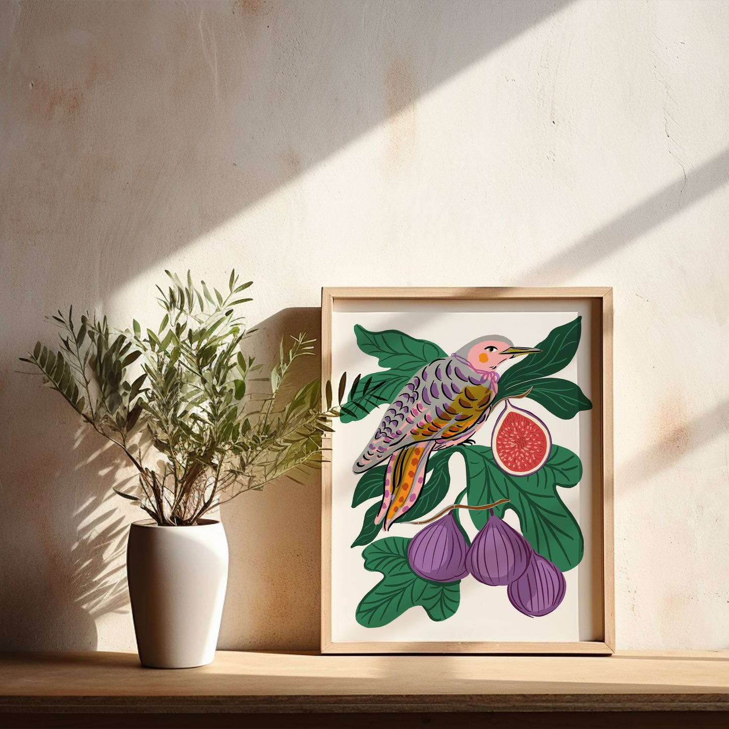 Woodpecker with Figs - Art Print