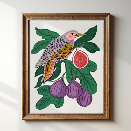 Woodpecker with Figs - Art Print