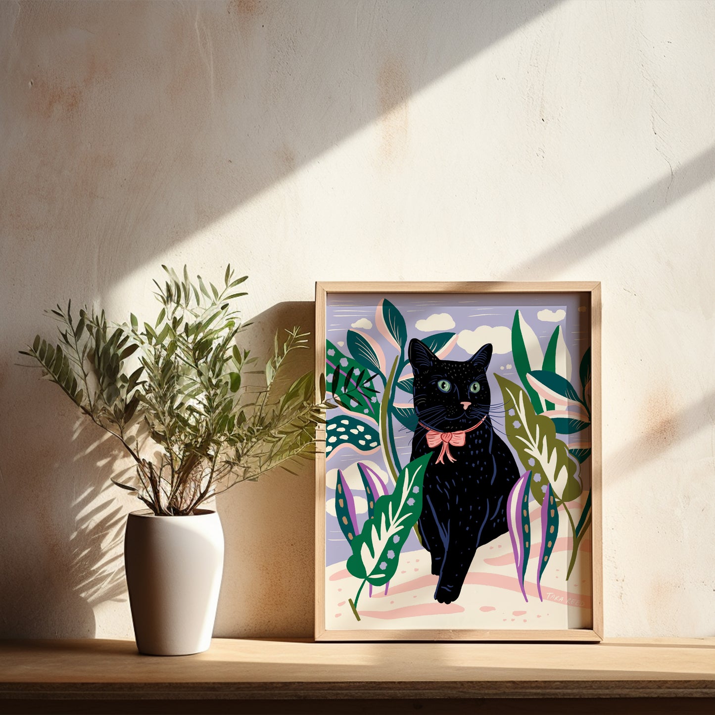 Black Cat Garden - Art Print