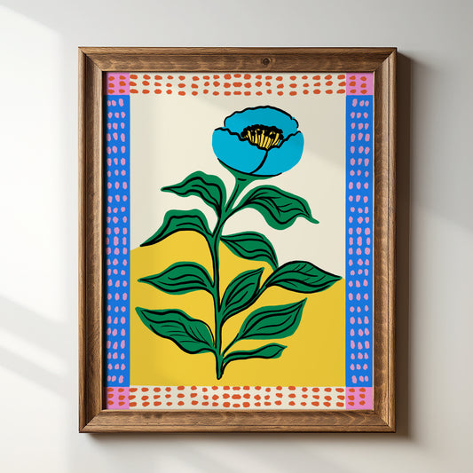 Blue Floral Pop - Art Print