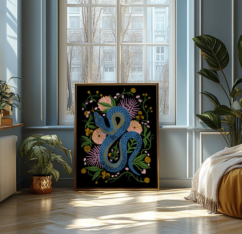 Charmed Snake Black - Art Print – Tara Reed Art