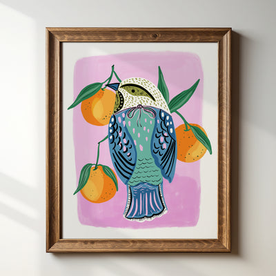 Bird with Clementines - Art Print