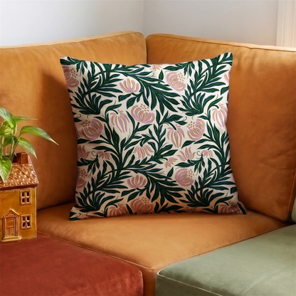 Morris Vines, Petal Pink and Dark Green Fabric