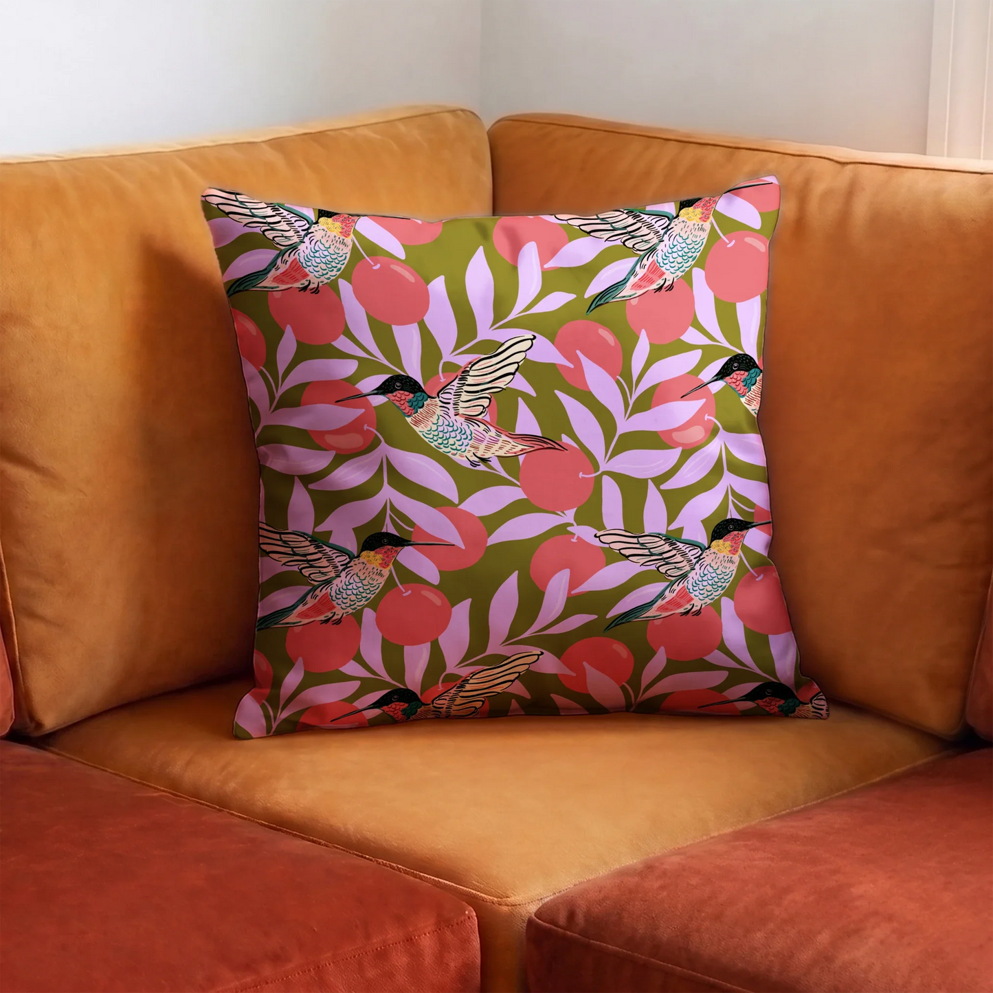 Orange Grove with Hummingbirds Fabric