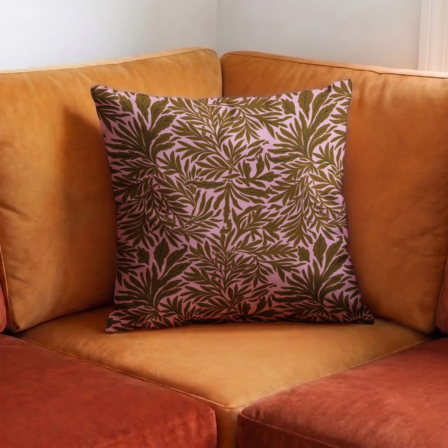Willow Leaves, Pink and Bronze Fabric