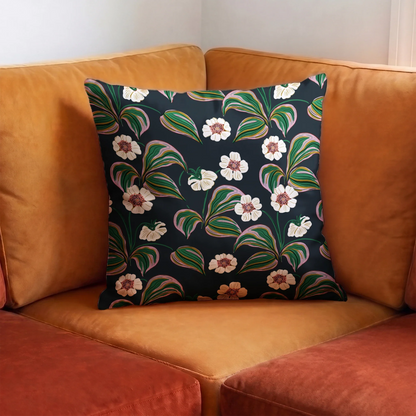 Floral, Dark Navy Fabric