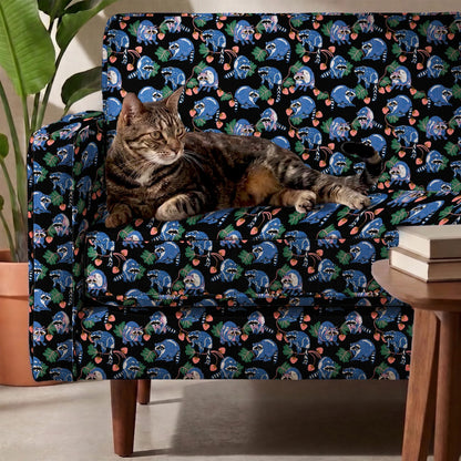 Raccoons and Strawberries Fabric