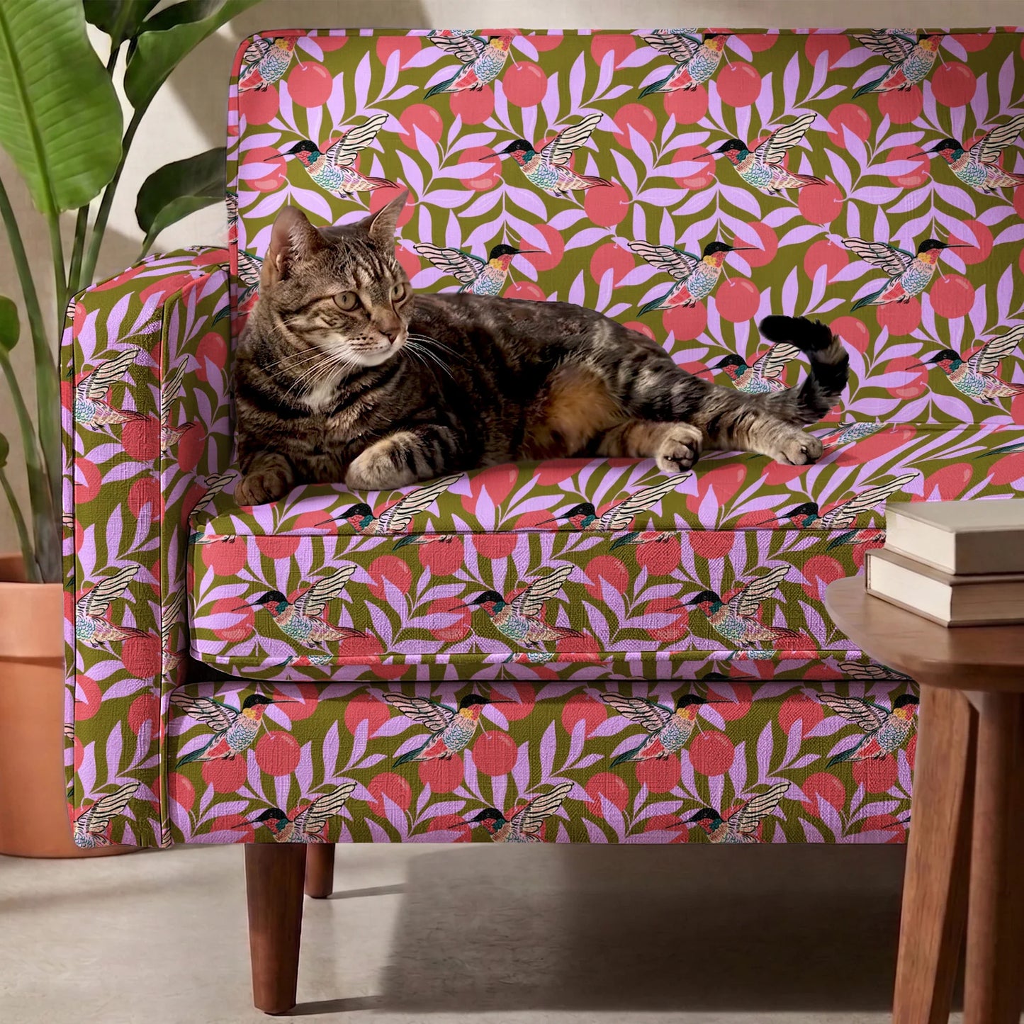 Orange Grove with Hummingbirds Fabric