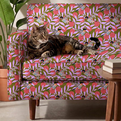 Orange Grove with Hummingbirds Fabric