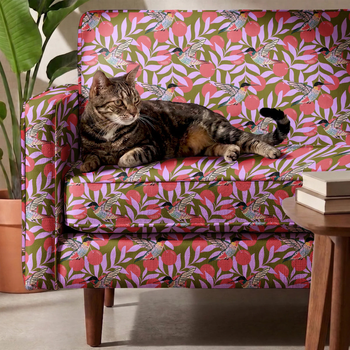 Orange Grove with Hummingbirds Fabric