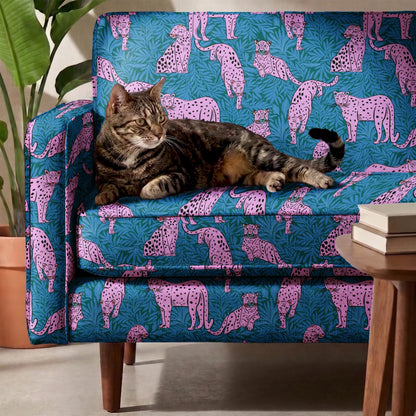 Big Cats with Willow Leaves Fabric