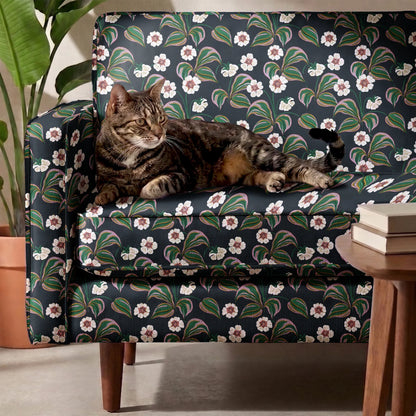 Floral, Dark Navy Fabric