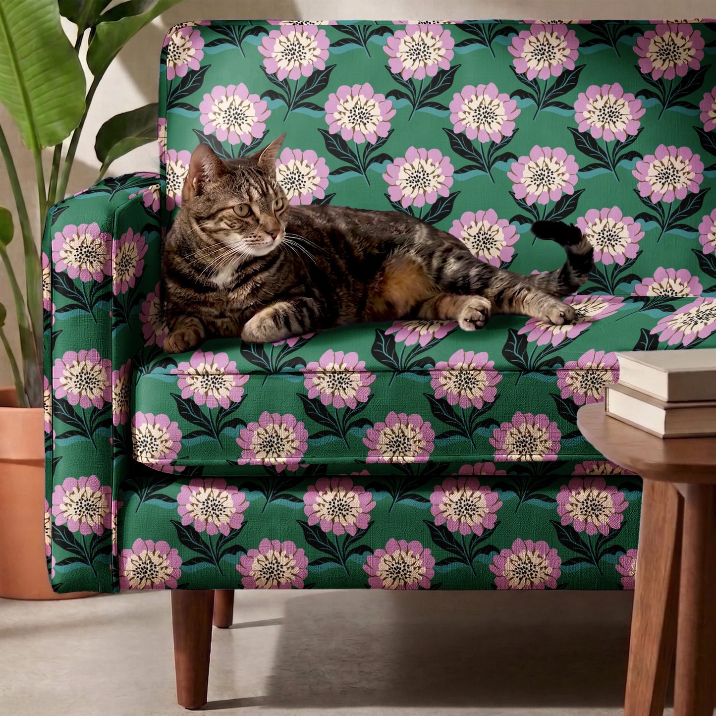 Bold Floral, Green Fabric