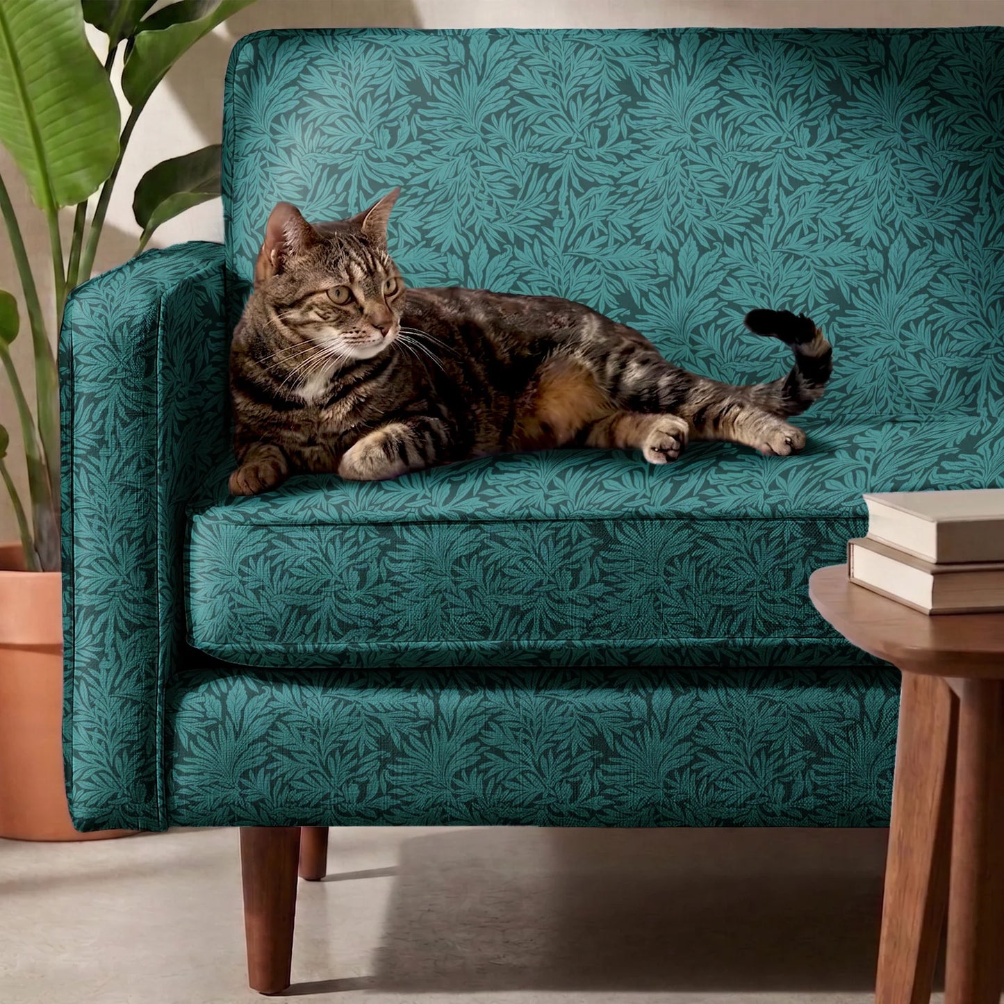 Willow Leaves, Lush Teal Fabric