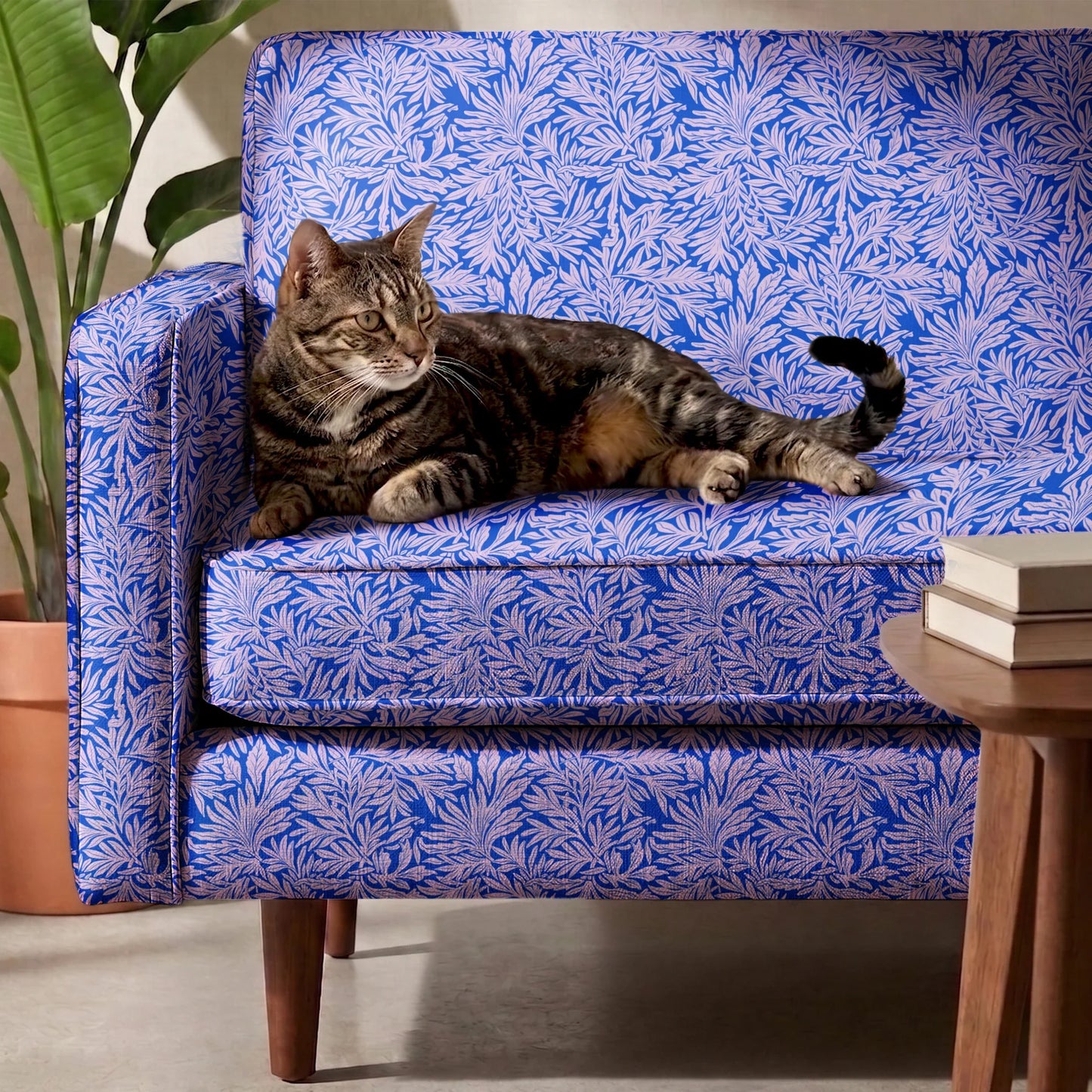 Willow Leaves, Electric Blue Fabric