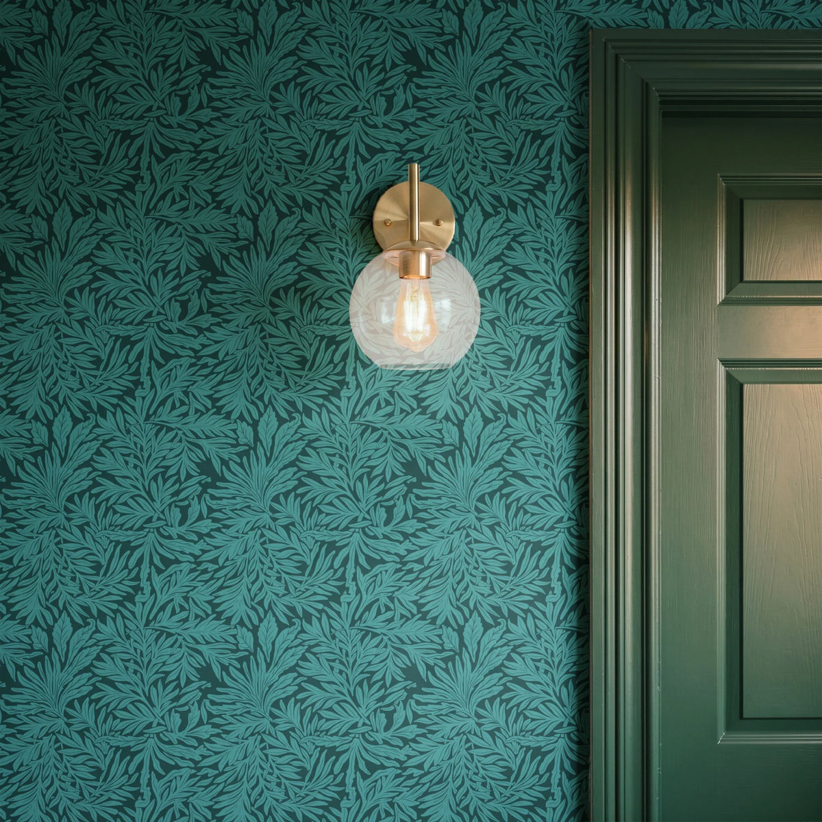 Willow Leaves, Lush Teal Wallpaper