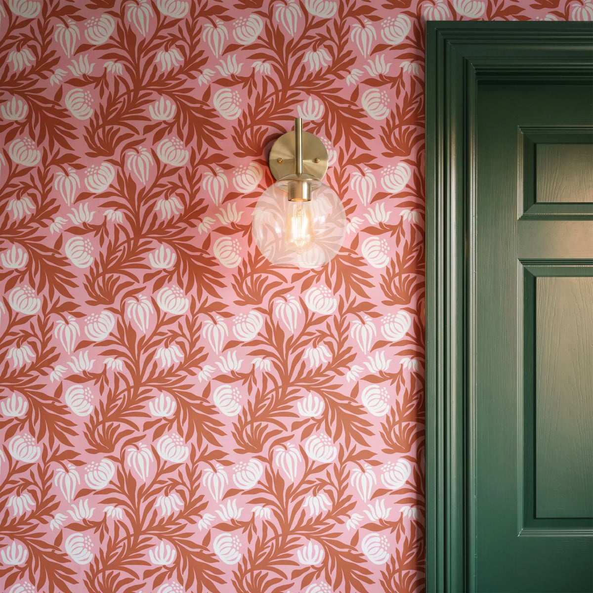 Morris Vines, Terracotta and Pink Wallpaper