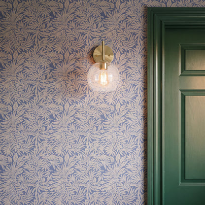 Willow Leaves, Periwinkle and Cream Wallpaper