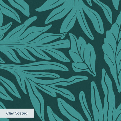 Willow Leaves, Lush Teal Wallpaper