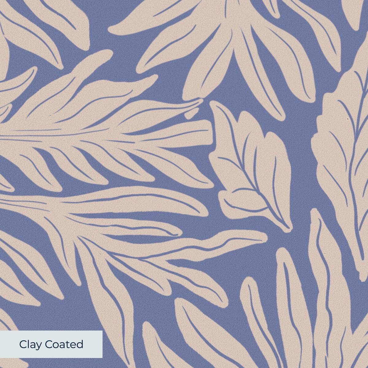 Willow Leaves, Periwinkle and Cream Wallpaper