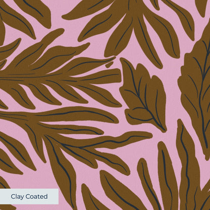 Willow Leaves, Pink and Bronze Wallpaper