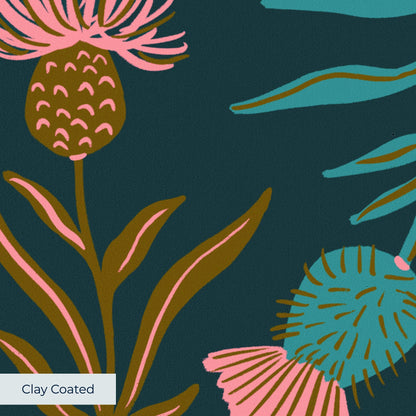Thistle, Dark Teal Wallpaper