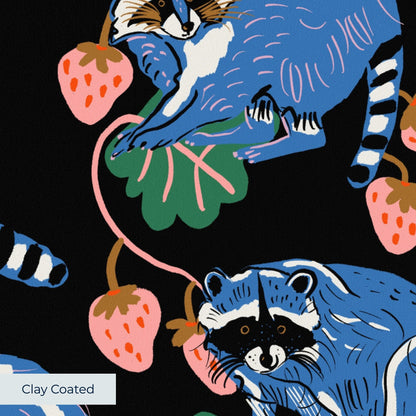 Raccoons and Strawberries Wallpaper