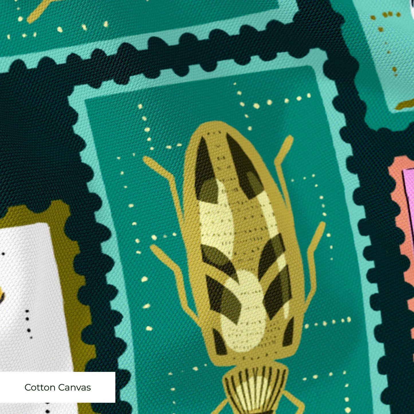 Bug Stamps, Navy Fabric