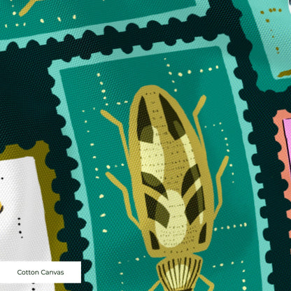 Bug Stamps, Navy Fabric