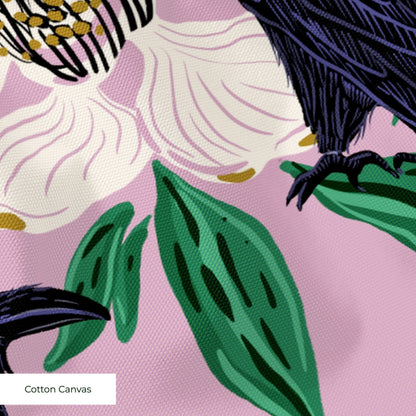 Raven with Magnolia Blossoms  Fabric