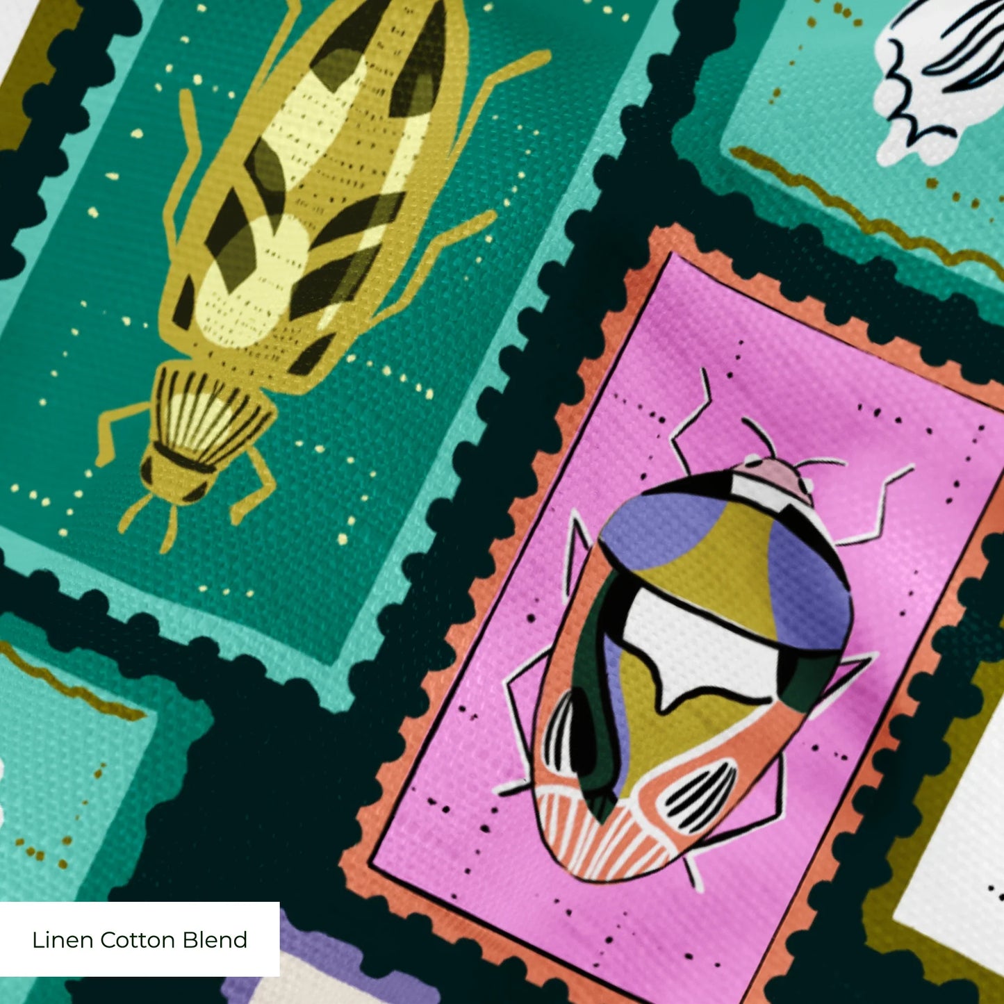 Bug Stamps, Navy Fabric