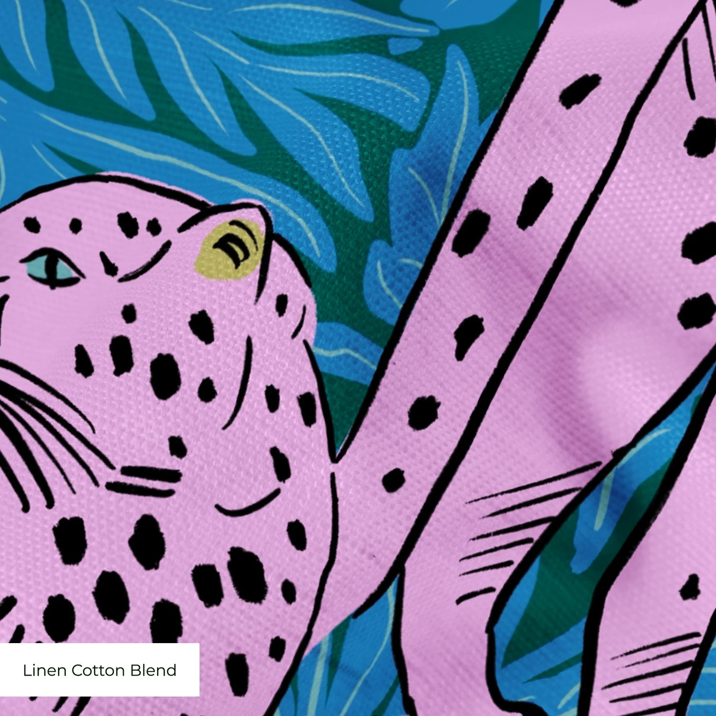 Big Cats with Willow Leaves Fabric