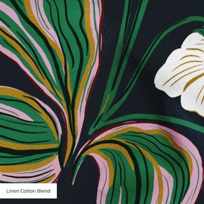 Floral, Dark Navy Fabric