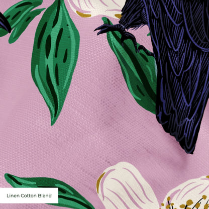 Raven with Magnolia Blossoms  Fabric