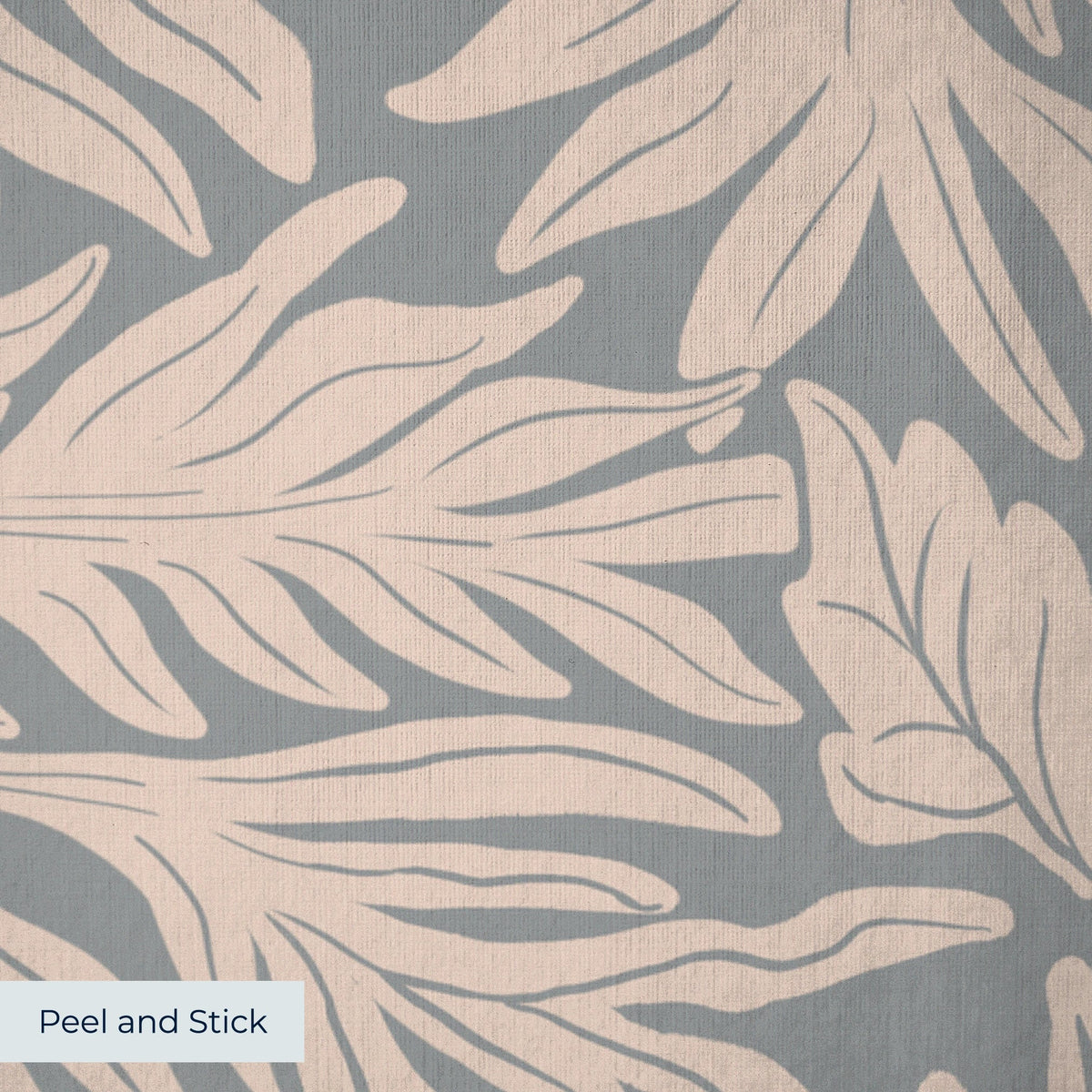 Beige palm fronds and tropical leaves pattern on gray background in Art Nouveau style