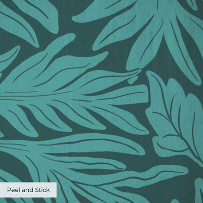 Willow Leaves, Lush Teal Wallpaper